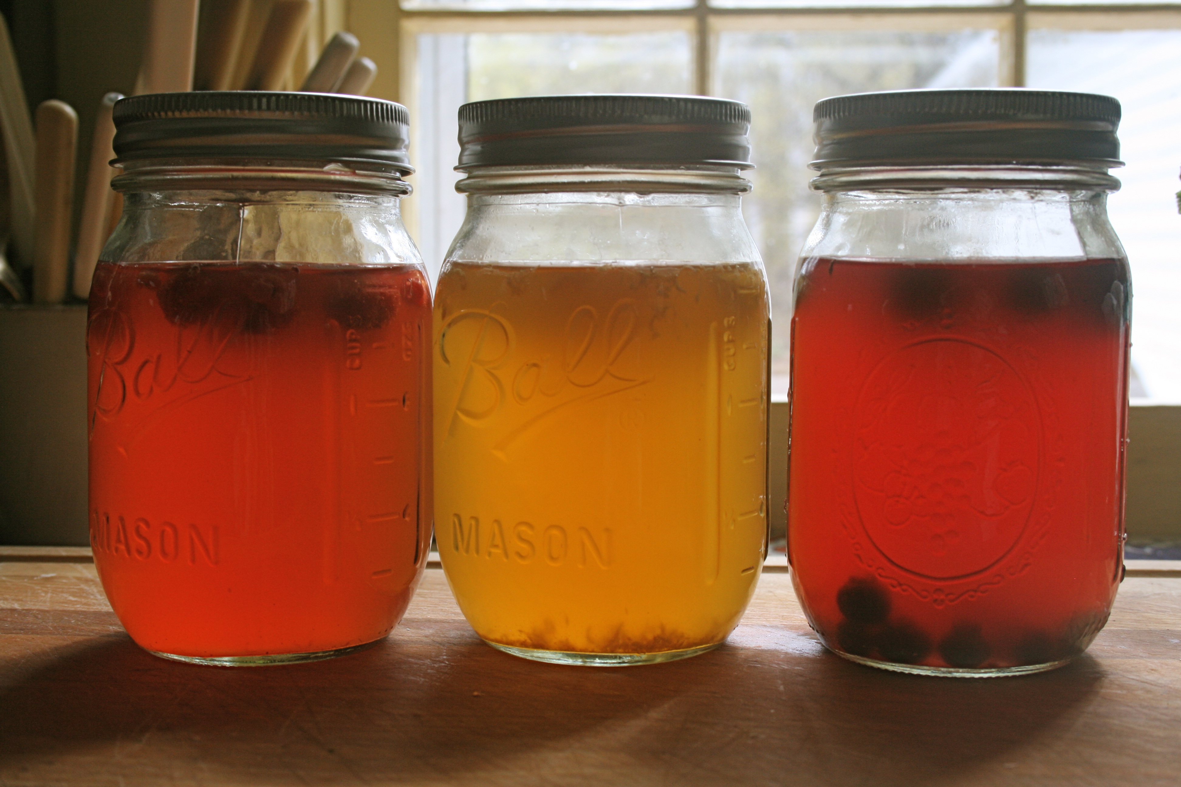 Beautiful jars of Kombucha (photo courtesy of farmhousekitchen.wordpress.com)